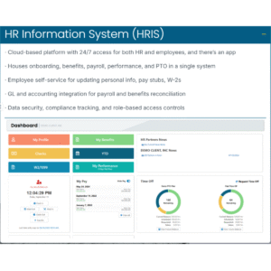 HR technology dashboard showing employee performance analytics for small businesses